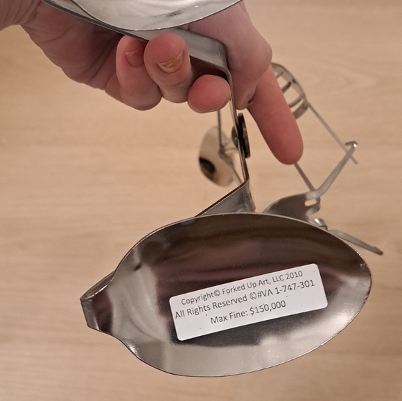 Forked Up Art Stainless Steel Spoons & Forks Business Card Holder Figurine Man - Picture 3 of 6